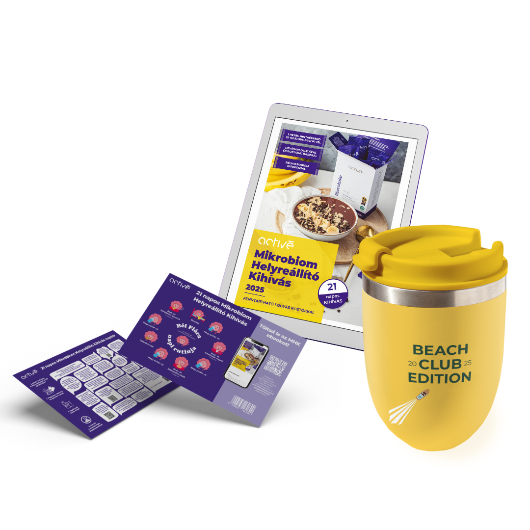 activé FiberShaker 2.0 + 21 napos Mikrobiom Helyreállító Kihívás ebook + 21 napos kaparós motivációs naptár